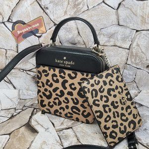 ✨✨ Kate Spade Daisy Vanity Crossbody Graphic Leopard Card Key Chain Holder